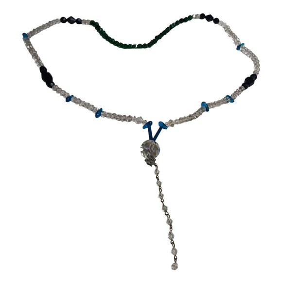 Vintage Deco Hippy Necklace Strand Colofrul Art Glass Bead Dangle Pendant 29" - Picture 3 of 7